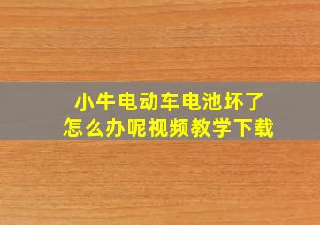 小牛电动车电池坏了怎么办呢视频教学下载