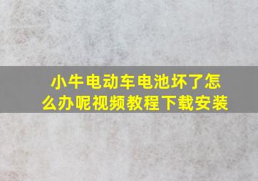 小牛电动车电池坏了怎么办呢视频教程下载安装