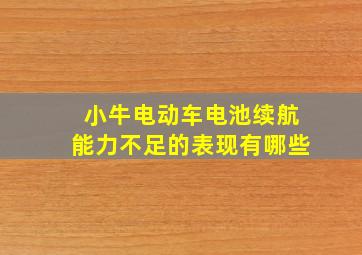 小牛电动车电池续航能力不足的表现有哪些