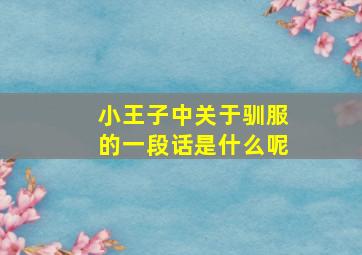 小王子中关于驯服的一段话是什么呢