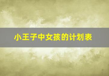 小王子中女孩的计划表