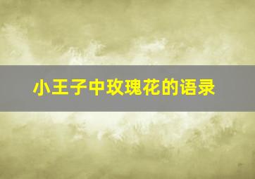 小王子中玫瑰花的语录