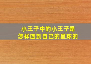 小王子中的小王子是怎样回到自己的星球的