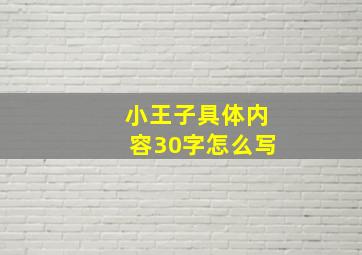 小王子具体内容30字怎么写