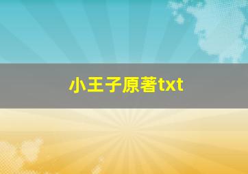 小王子原著txt