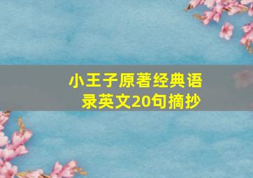 小王子原著经典语录英文20句摘抄