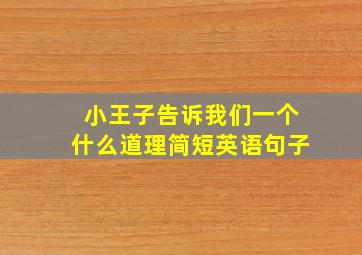 小王子告诉我们一个什么道理简短英语句子