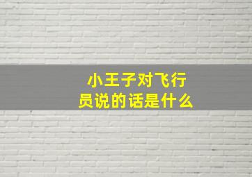 小王子对飞行员说的话是什么