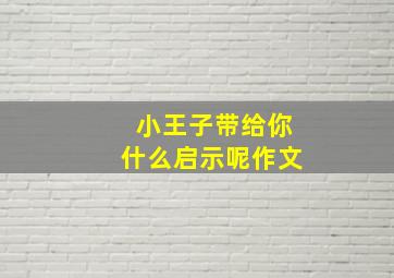 小王子带给你什么启示呢作文