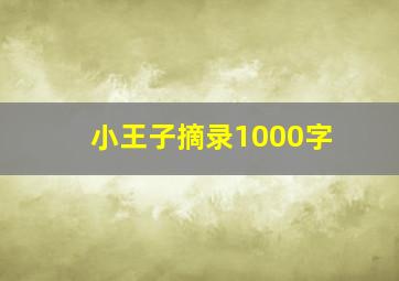 小王子摘录1000字