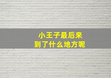 小王子最后来到了什么地方呢