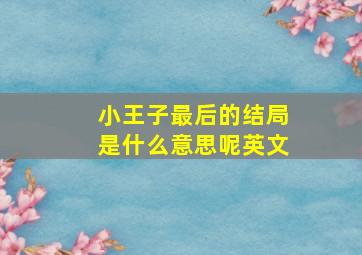 小王子最后的结局是什么意思呢英文