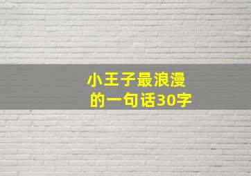 小王子最浪漫的一句话30字