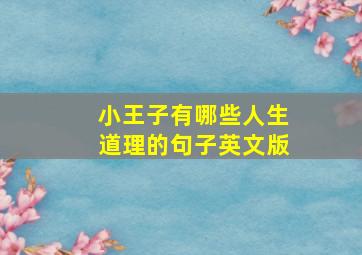 小王子有哪些人生道理的句子英文版