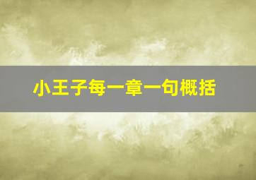 小王子每一章一句概括