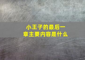 小王子的最后一章主要内容是什么