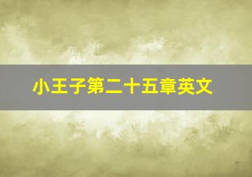 小王子第二十五章英文