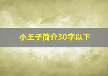 小王子简介30字以下