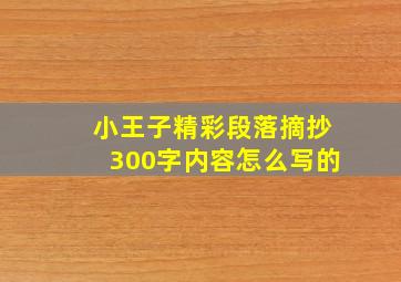 小王子精彩段落摘抄300字内容怎么写的