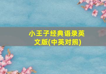 小王子经典语录英文版(中英对照)