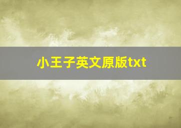 小王子英文原版txt