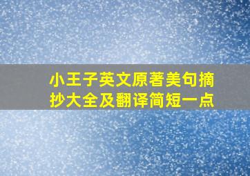 小王子英文原著美句摘抄大全及翻译简短一点