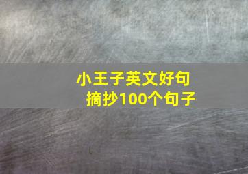 小王子英文好句摘抄100个句子