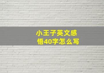 小王子英文感悟40字怎么写