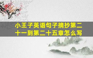 小王子英语句子摘抄第二十一到第二十五章怎么写