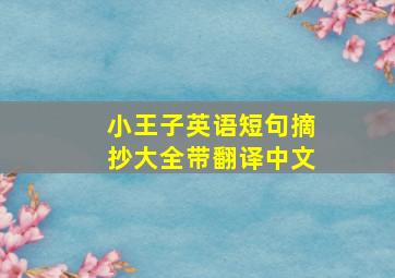 小王子英语短句摘抄大全带翻译中文