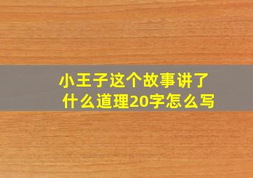 小王子这个故事讲了什么道理20字怎么写