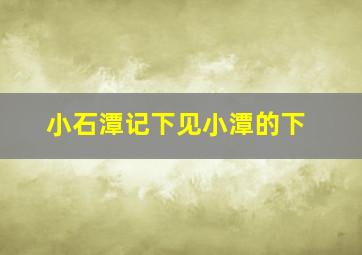 小石潭记下见小潭的下