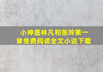 小神医林凡和张玲第一章免费阅读全文小说下载