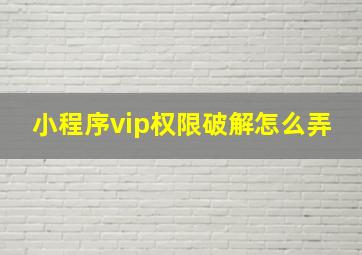 小程序vip权限破解怎么弄