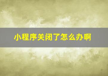 小程序关闭了怎么办啊