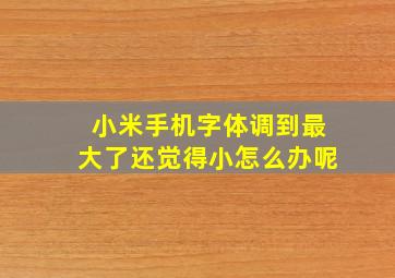 小米手机字体调到最大了还觉得小怎么办呢