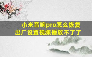 小米音响pro怎么恢复出厂设置视频播放不了了