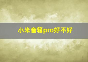 小米音箱pro好不好