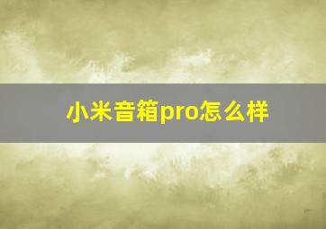 小米音箱pro怎么样