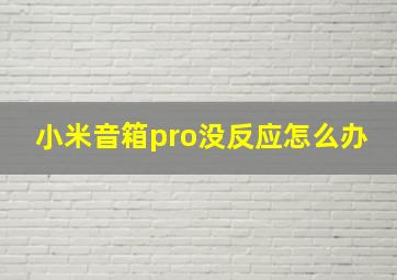 小米音箱pro没反应怎么办