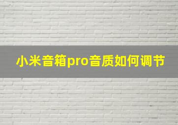 小米音箱pro音质如何调节