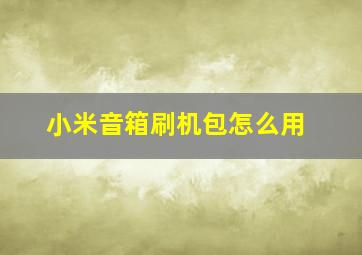 小米音箱刷机包怎么用