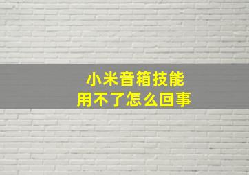 小米音箱技能用不了怎么回事