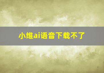 小维ai语音下载不了