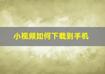 小视频如何下载到手机