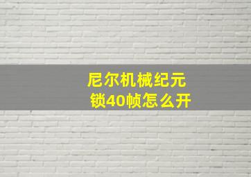 尼尔机械纪元锁40帧怎么开