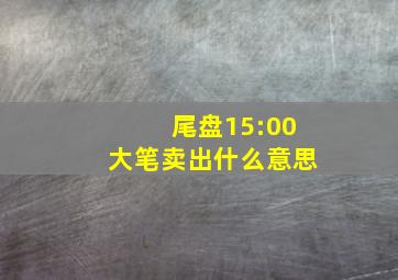 尾盘15:00大笔卖出什么意思