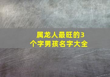 属龙人最旺的3个字男孩名字大全