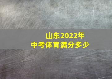 山东2022年中考体育满分多少