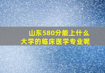 山东580分能上什么大学的临床医学专业呢